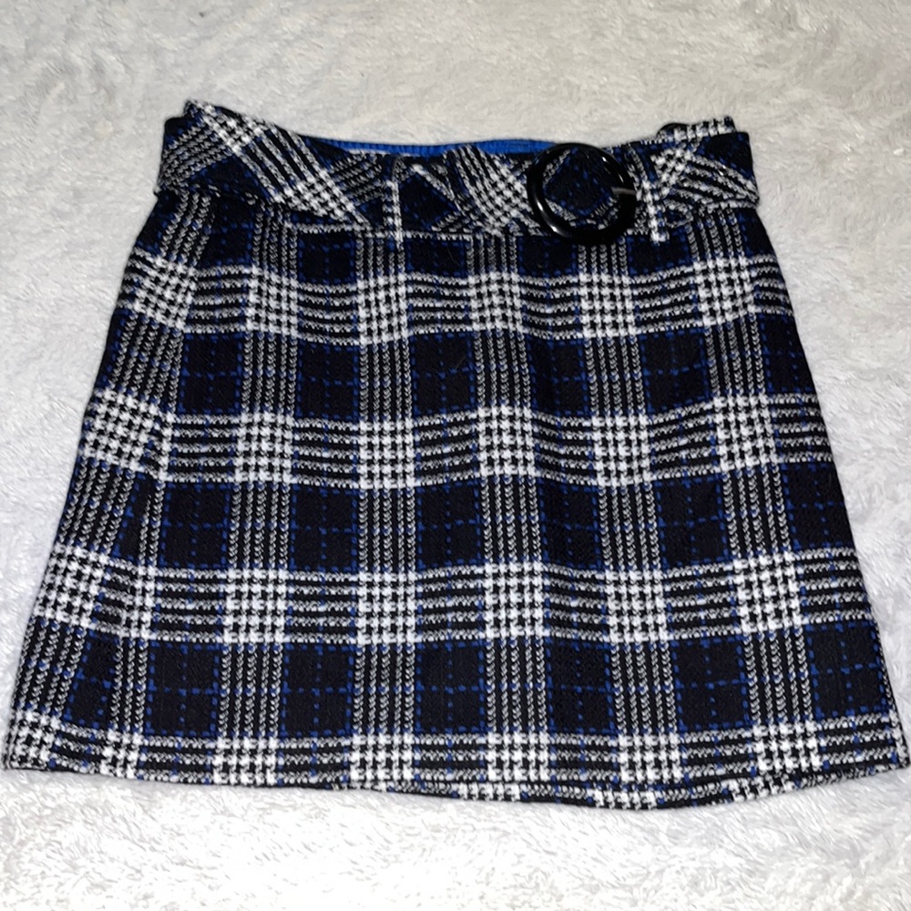 smart set blue and black checker skirt